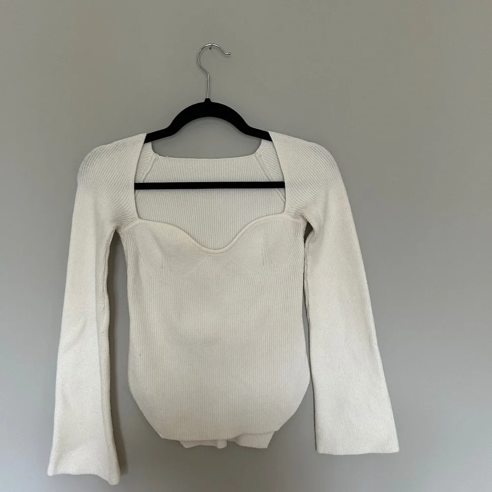 White Sweetheart Long Sleeve Top - Picture 1 of 4